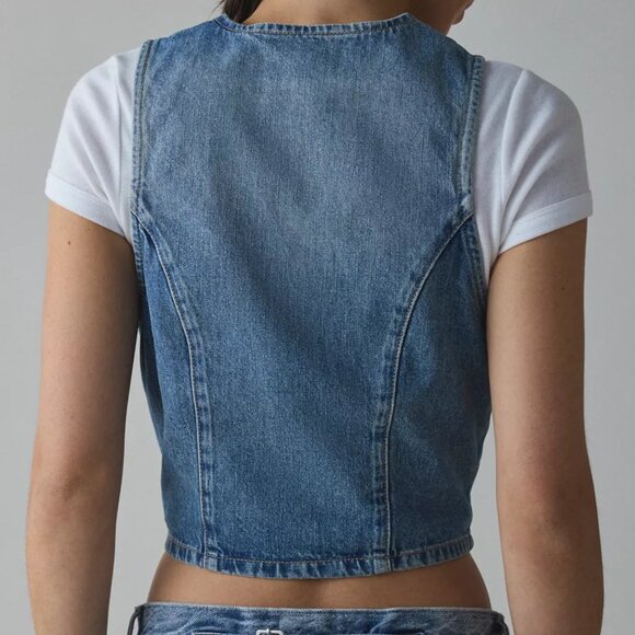 BDG Natasha Denim Button-Front Vest Top - Picture 2 of 4